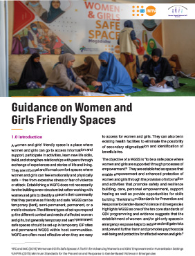 Guidance on Women and Girls Friendly Spaces