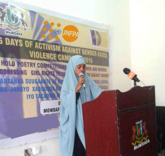 A young girl participates in the campaign