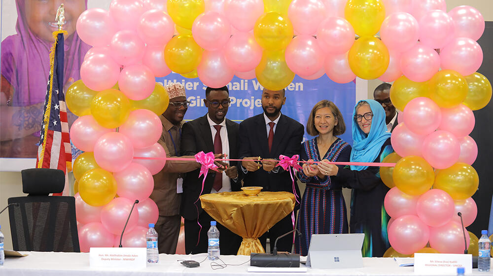 Ribbon cutting ceremony during the launch of the project