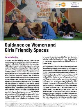 Guidance on Women and Girls Friendly Spaces