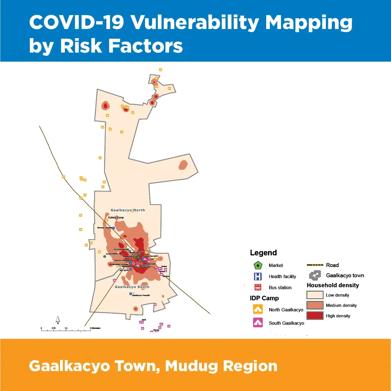 Gaalkacyo COVID-19 Vulnerability Mapping by Risk Factors 